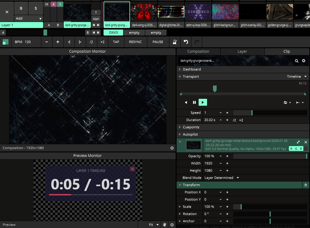 Resolume HUD Timeline Widget